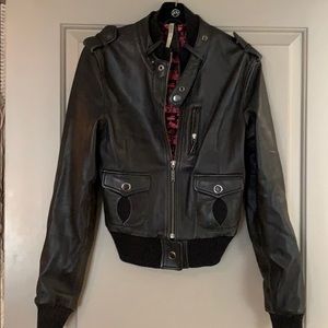 Black leather moto jacket